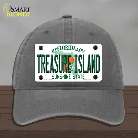 Florida Tresure Island Novelty License Plate Hat Unconstructed Cotton / Charcoal