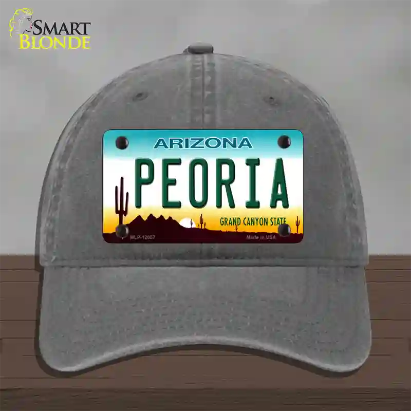 Peoria Arizona Novelty License Plate Hat Unconstructed Cotton / Charcoal