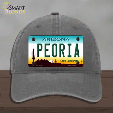 Peoria Arizona Novelty License Plate Hat Unconstructed Cotton / Charcoal