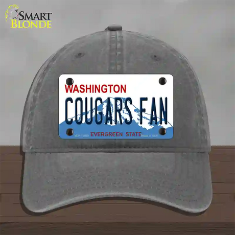 Washington Cougars Fan Novelty License Plate Hat Unconstructed Cotton / Charcoal