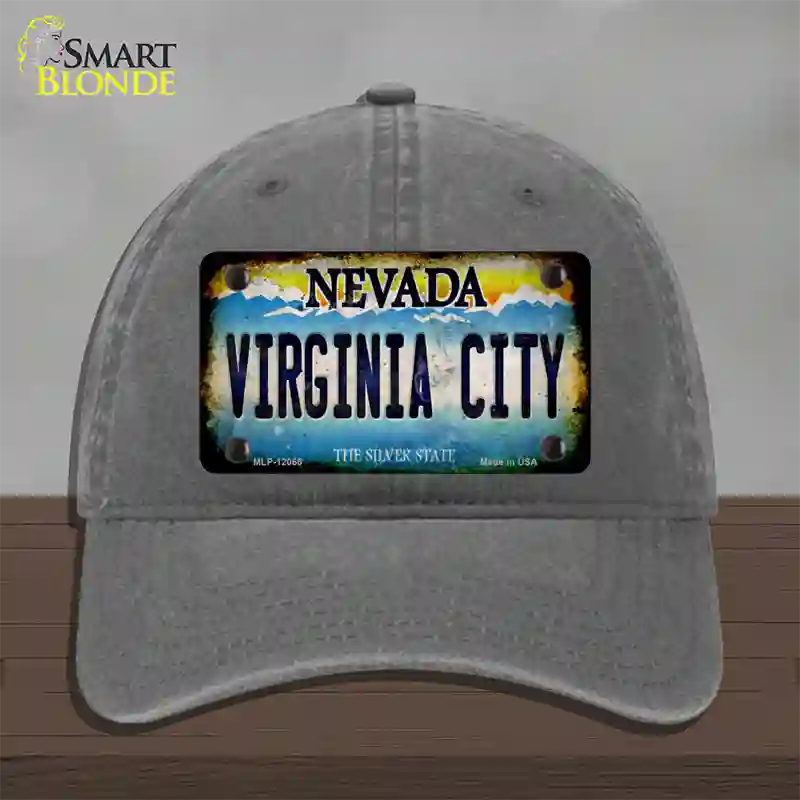 Nevada Virginia City Novelty License Plate Hat Unconstructed Cotton / Charcoal