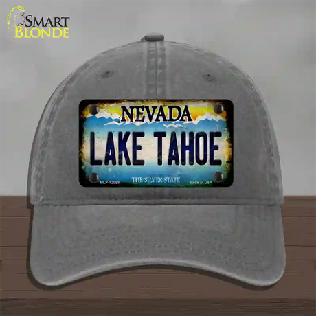 Nevada Lake Tahoe Novelty License Plate Hat Unconstructed Cotton / Charcoal