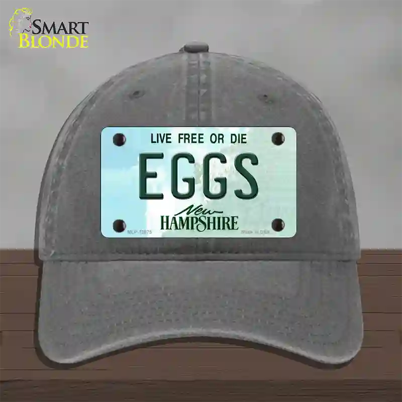 Eggs New Hampshire State Novelty License Plate Hat Unconstructed Cotton / Charcoal