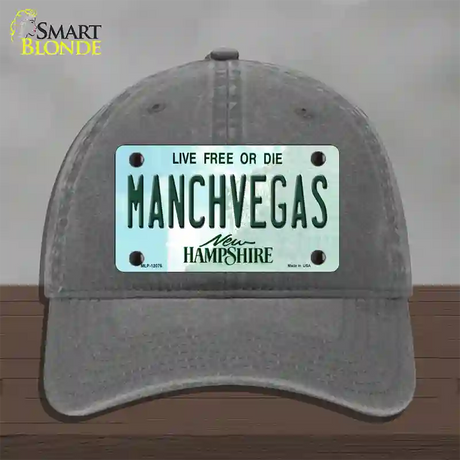 Manchvegas New Hampshire State Novelty License Plate Hat Unconstructed Cotton / Charcoal