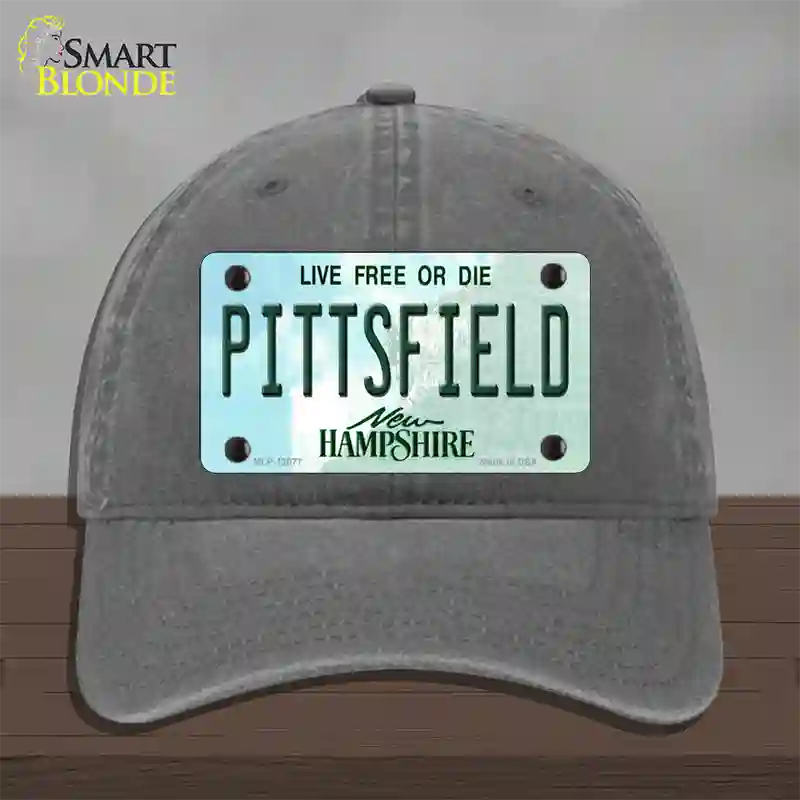 Pittsfield New Hampshire State Novelty License Plate Hat Unconstructed Cotton / Charcoal