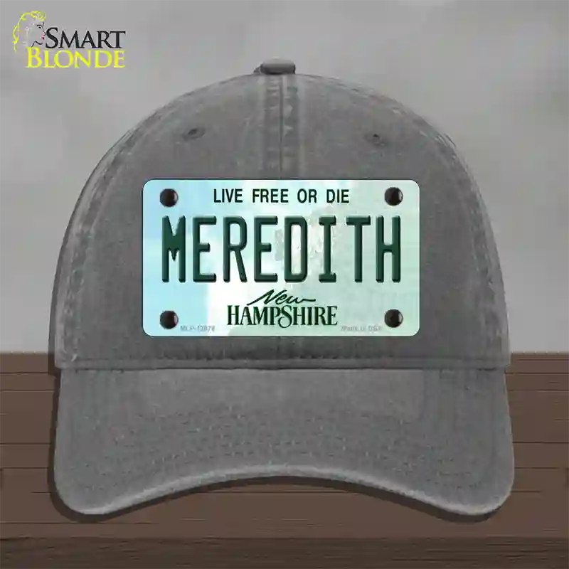 Meredith New Hampshire State Novelty License Plate Hat Unconstructed Cotton / Charcoal