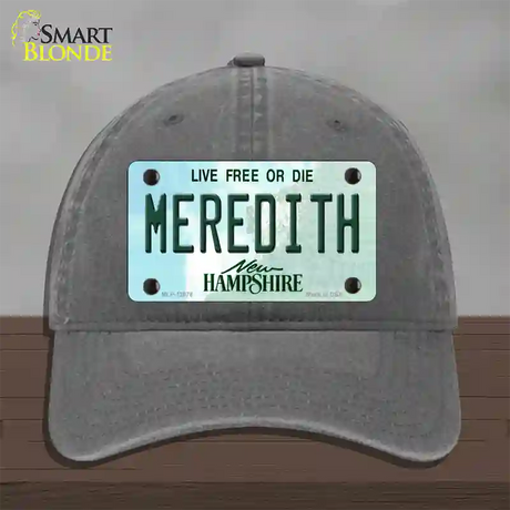 Meredith New Hampshire State Novelty License Plate Hat Unconstructed Cotton / Charcoal