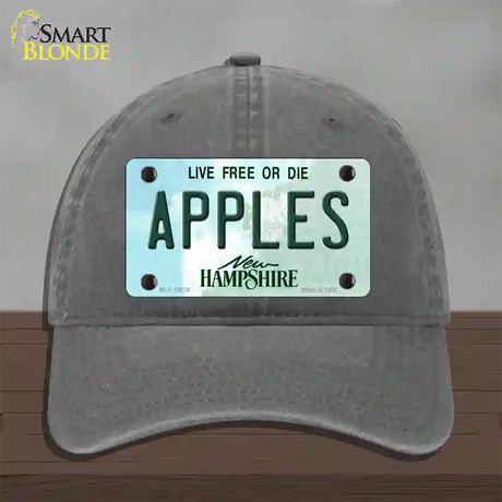 Apples New Hampshire State Novelty License Plate Hat Unconstructed Cotton / Charcoal