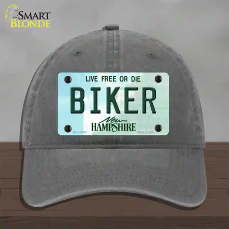 Biker New Hampshire State Novelty License Plate Hat Unconstructed Cotton / Charcoal