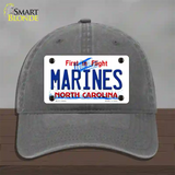 Marines North Carolina State Novelty License Plate Hat Unconstructed Cotton / Charcoal