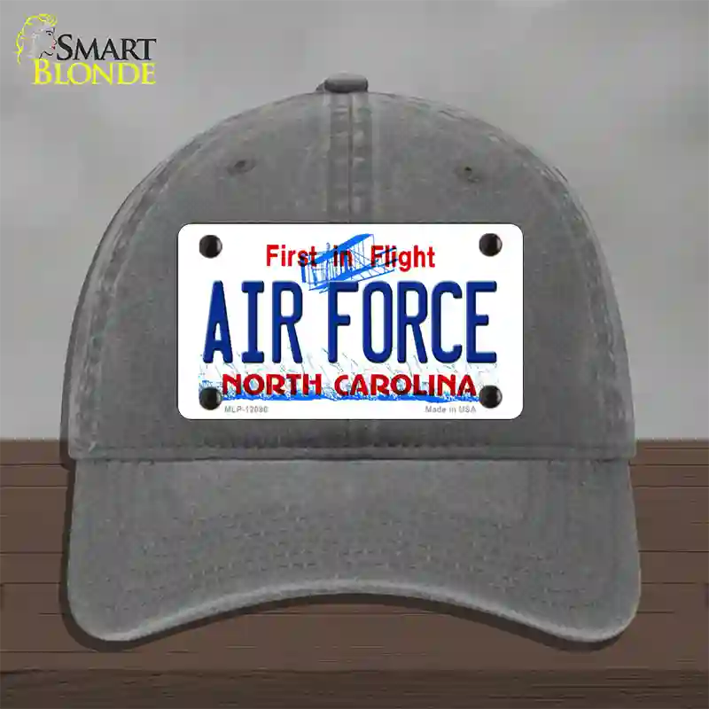 Air Force North Carolina State Novelty License Plate Hat Unconstructed Cotton / Charcoal