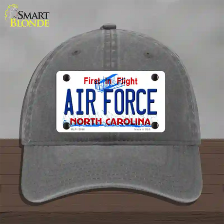 Air Force North Carolina State Novelty License Plate Hat Unconstructed Cotton / Charcoal