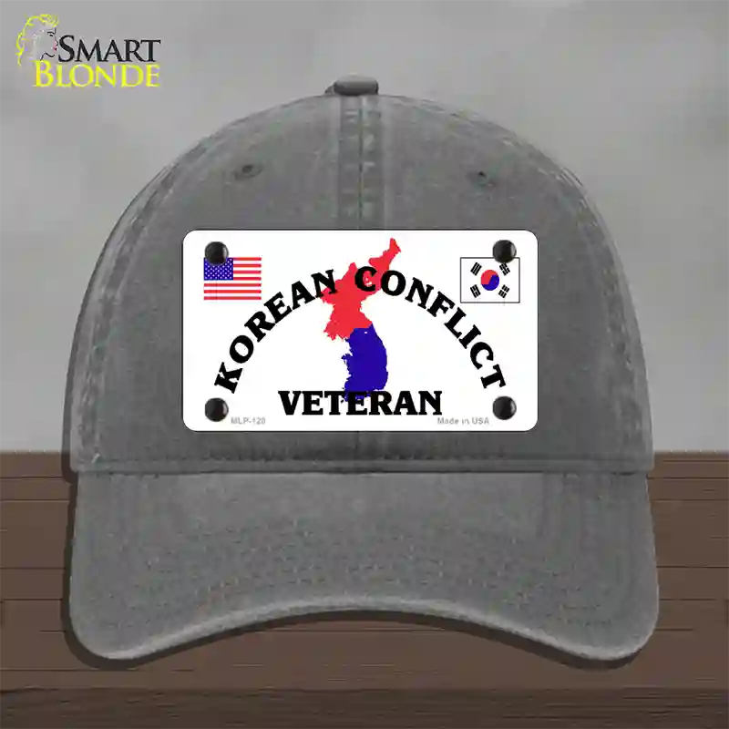 Korean Conflict Veteran Novelty License Plate Hat Unconstructed Cotton / Charcoal