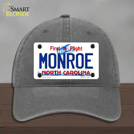 Monroe North Carolina State Novelty License Plate Hat Unconstructed Cotton / Charcoal