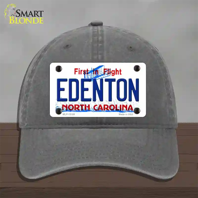 Edenton North Carolina State Novelty License Plate Hat Unconstructed Cotton / Charcoal