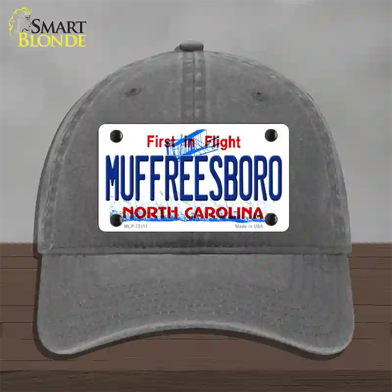 Muffreesboro North Carolina State Novelty License Plate Hat Unconstructed Cotton / Charcoal