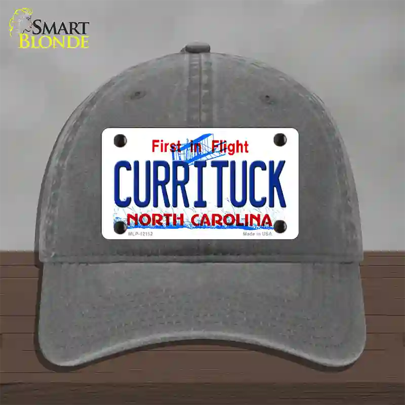 Currituck North Carolina State Novelty License Plate Hat Unconstructed Cotton / Charcoal