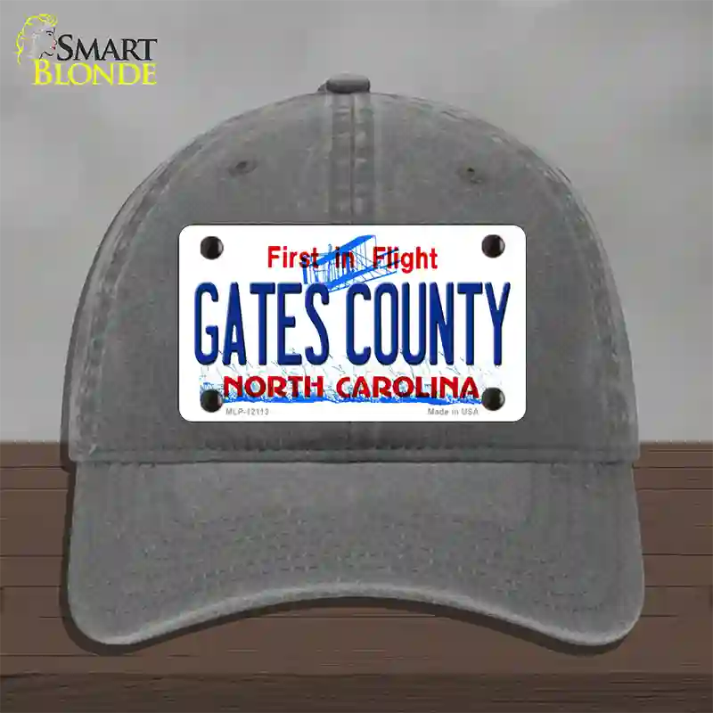 Gates County North Carolina State Novelty License Plate Hat Unconstructed Cotton / Charcoal