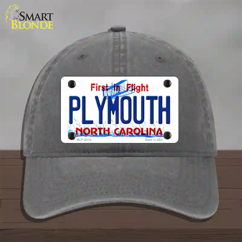 Plymouth North Carolina State Novelty License Plate Hat Unconstructed Cotton / Charcoal