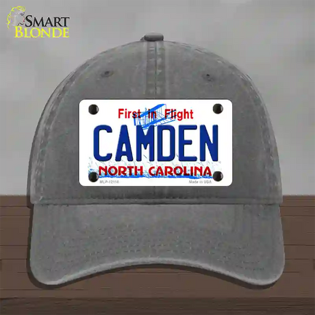 Camden North Carolina State Novelty License Plate Hat Unconstructed Cotton / Charcoal