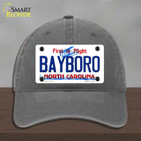 Bayboro North Carolina State Novelty License Plate Hat Unconstructed Cotton / Charcoal