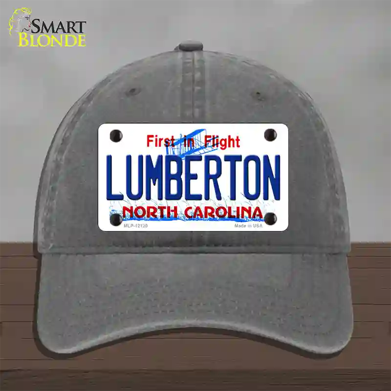 Lumberton North Carolina State Novelty License Plate Hat Unconstructed Cotton / Charcoal