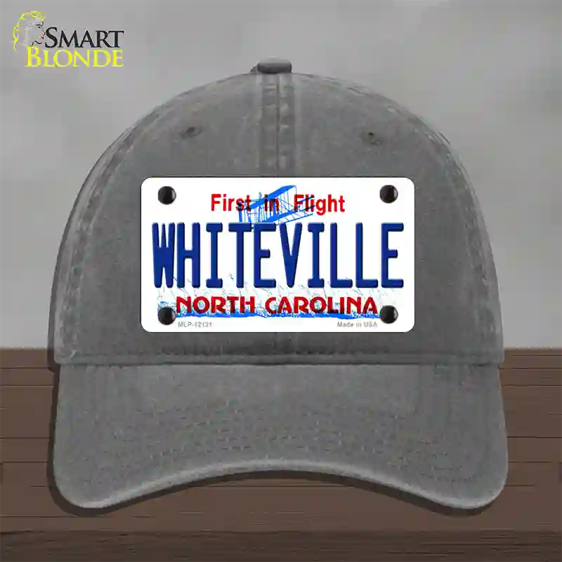 Whiteville North Carolina State Novelty License Plate Hat Unconstructed Cotton / Charcoal