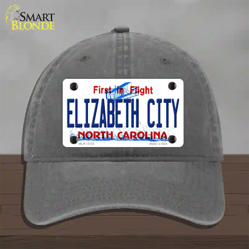 Elizabeth City North Carolina State Novelty License Plate Hat Unconstructed Cotton / Charcoal