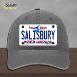 Salisbury North Carolina State Novelty License Plate Hat Unconstructed Cotton / Charcoal