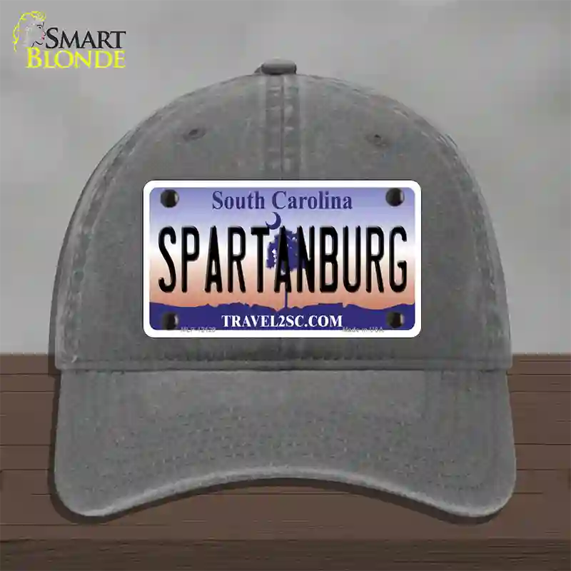 Spartanburg South Carolina State Novelty License Plate Hat Unconstructed Cotton / Charcoal