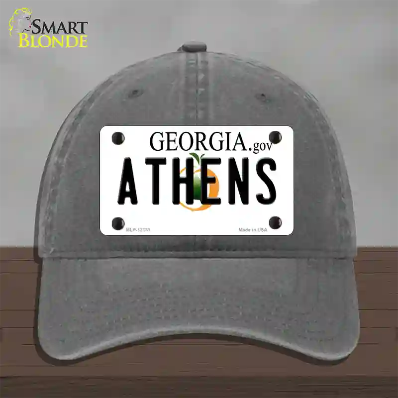 Athens Georgia State Novelty License Plate Hat Unconstructed Cotton / Charcoal