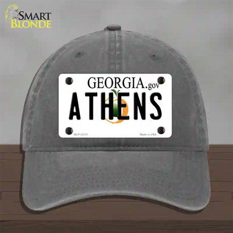 Athens Georgia State Novelty License Plate Hat Unconstructed Cotton / Charcoal