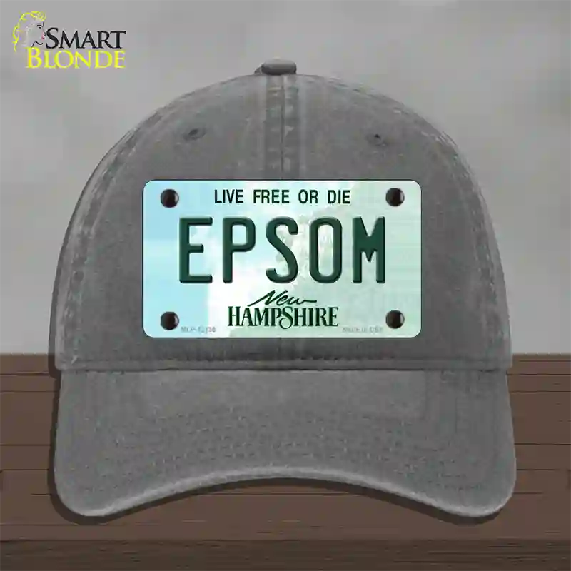 Epsom New Hampshire Novelty License Plate Hat Unconstructed Cotton / Charcoal