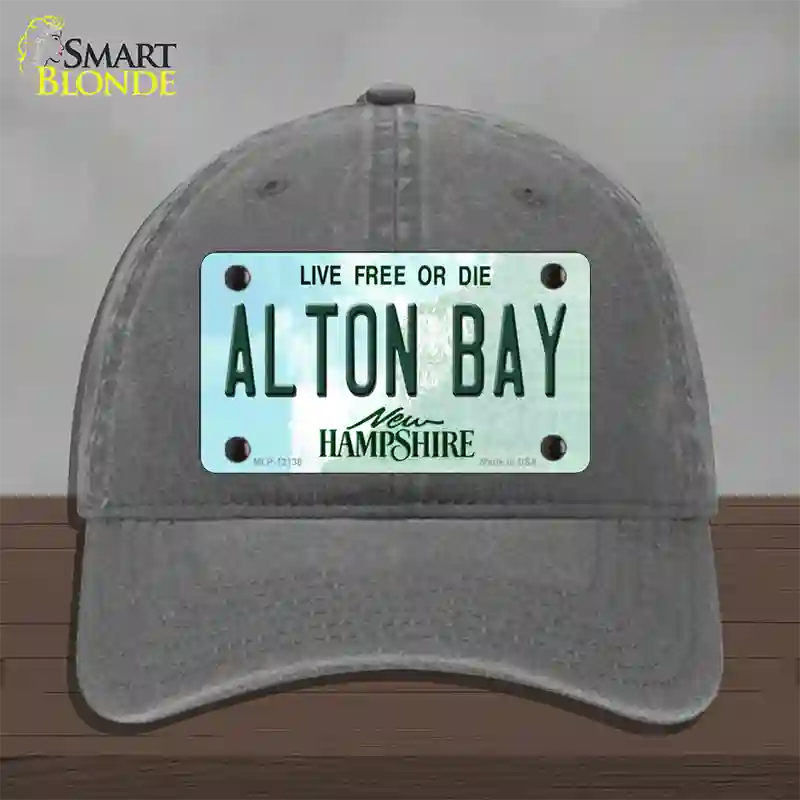 Alton Bay New Hampshire Novelty License Plate Hat Unconstructed Cotton / Charcoal