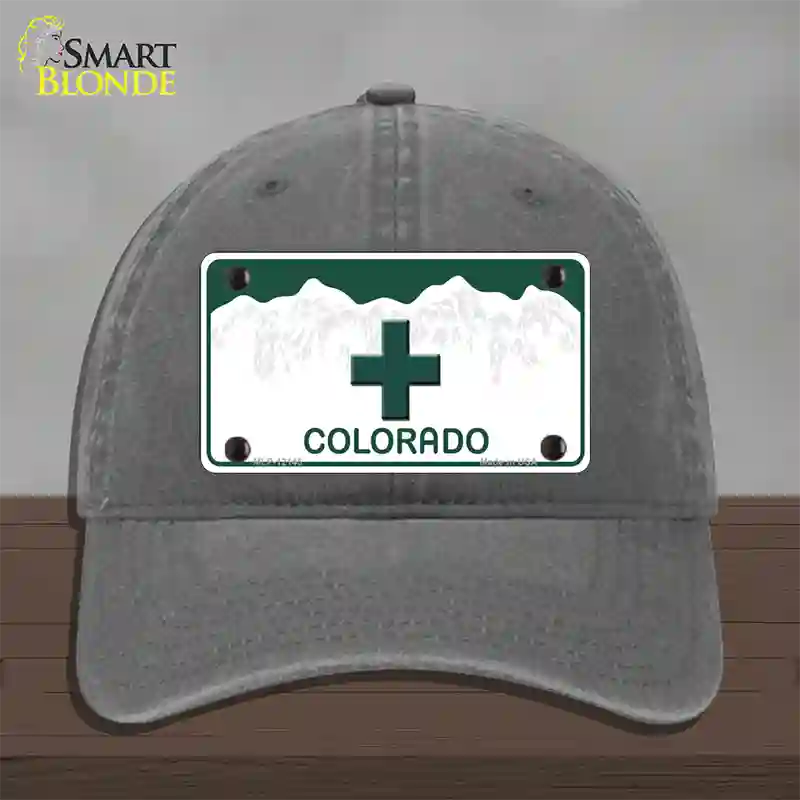 Marajuana Cross Colorado Novelty License Plate Hat Unconstructed Cotton / Charcoal