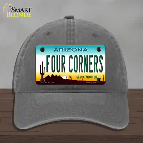 Four Corners Arizona Novelty License Plate Hat Unconstructed Cotton / Charcoal