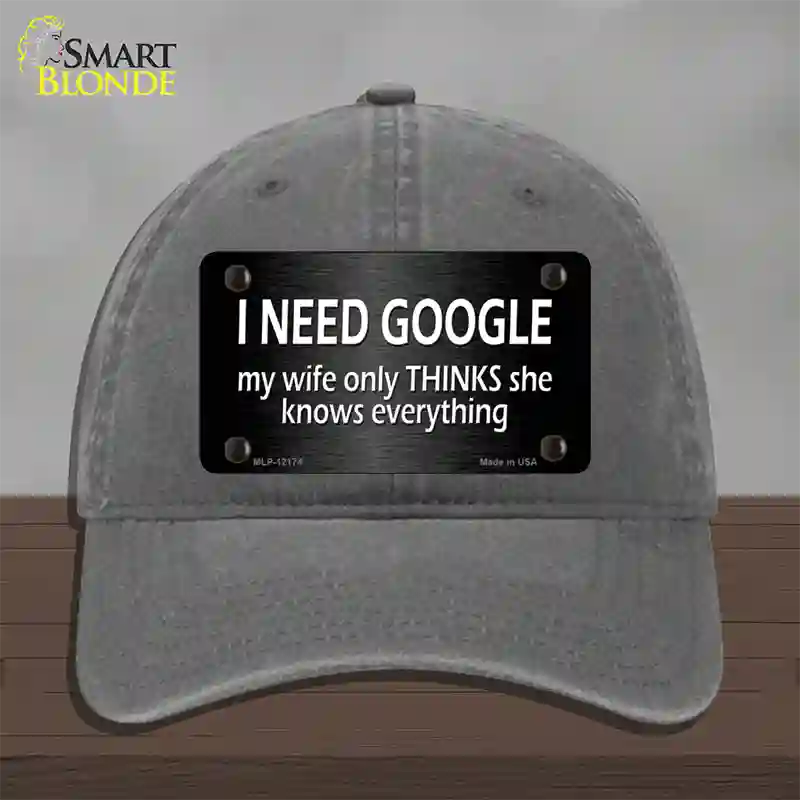 I Need Google Novelty License Plate Hat Unconstructed Cotton / Charcoal