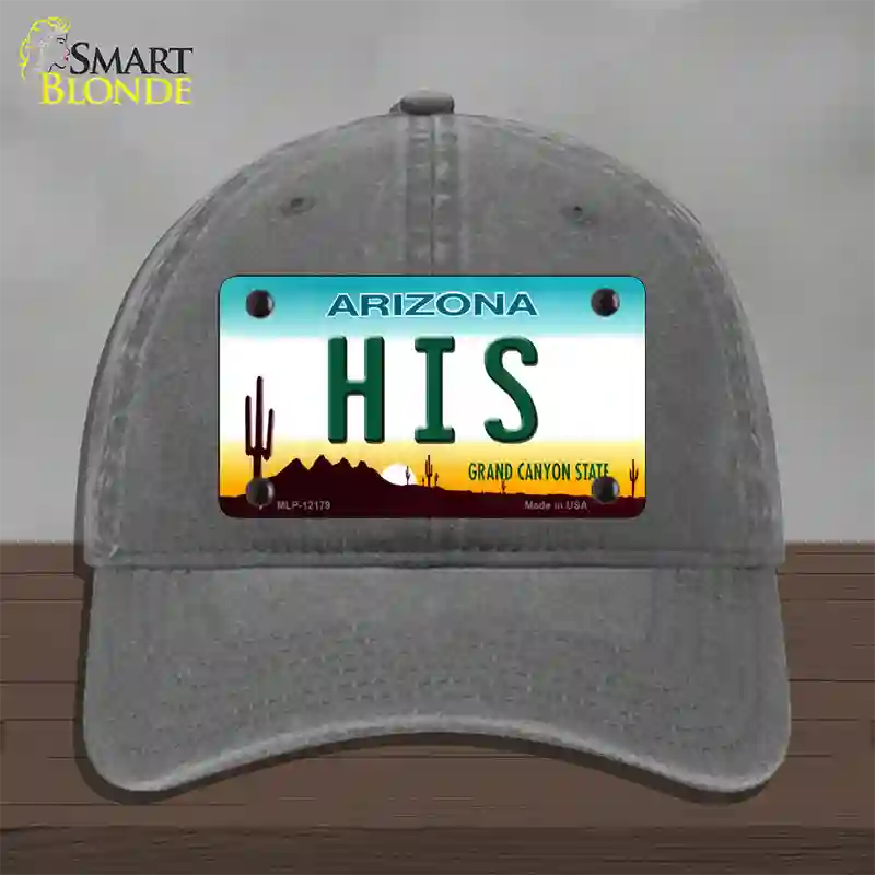 His Arizona Novelty License Plate Hat Unconstructed Cotton / Charcoal