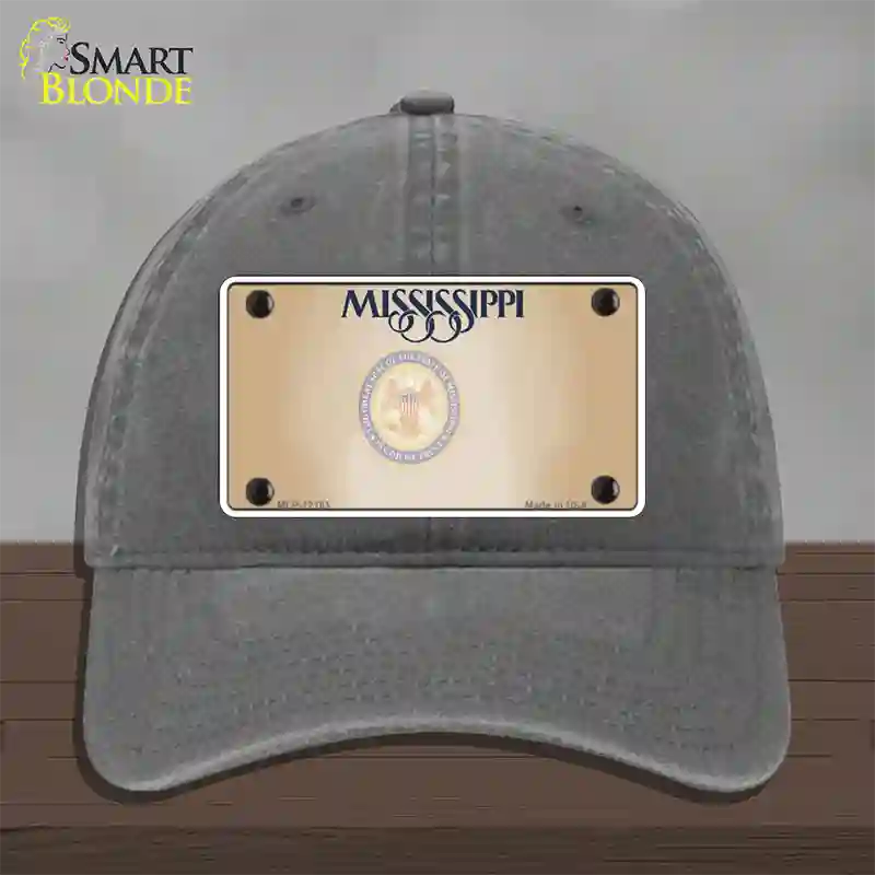 Mississippi Great Seal Blank Novelty License Plate Hat Unconstructed Cotton / Charcoal