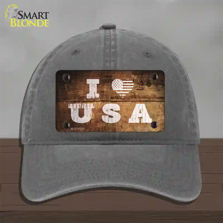 I Love USA Novelty License Plate Hat Unconstructed Cotton / Charcoal