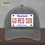 Go Red Sox Massachusetts Novelty License Plate Hat Unconstructed Cotton / Charcoal