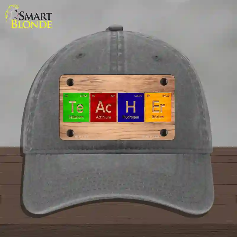 Teacher Periodic Table Wood Novelty License Plate Hat Unconstructed Cotton / Charcoal