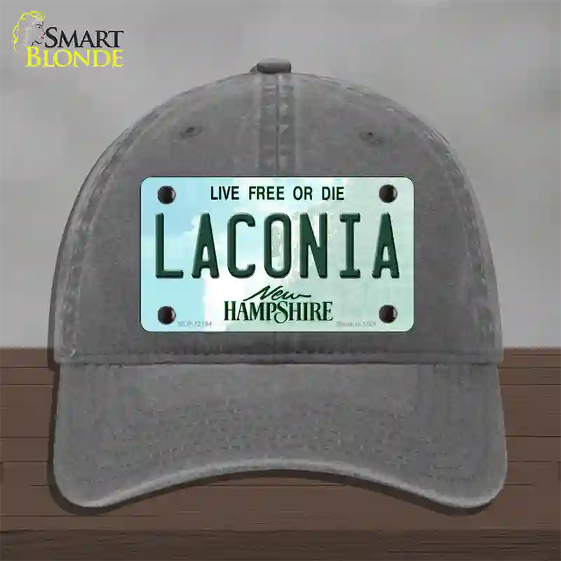 Laconia New Hampshire Novelty License Plate Hat Unconstructed Cotton / Charcoal