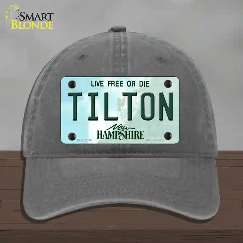 Tilton New Hampshire Novelty License Plate Hat Unconstructed Cotton / Charcoal