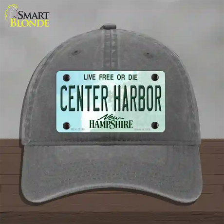 Center Harbor New Hampshire Novelty License Plate Hat Unconstructed Cotton / Charcoal