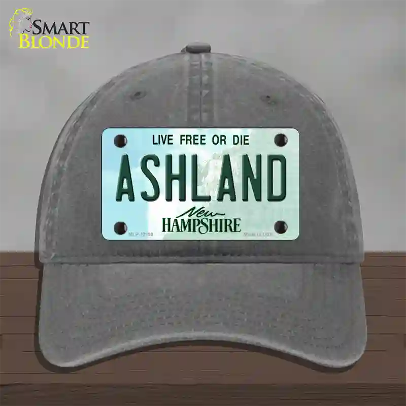 Ashland New Hampshire Novelty License Plate Hat Unconstructed Cotton / Charcoal