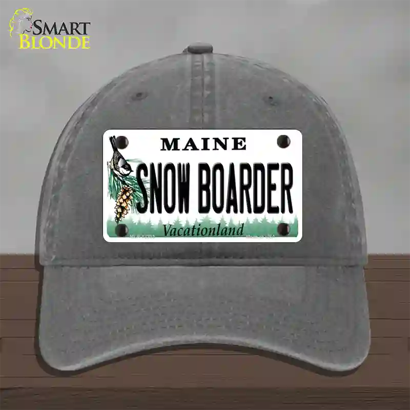 Snow Boarder Maine Novelty License Plate Hat Unconstructed Cotton / Charcoal