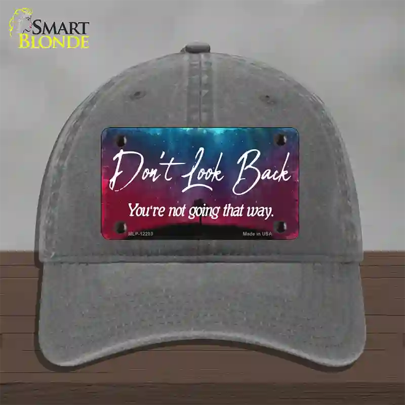 Dont Look Back Novelty License Plate Hat Unconstructed Cotton / Charcoal