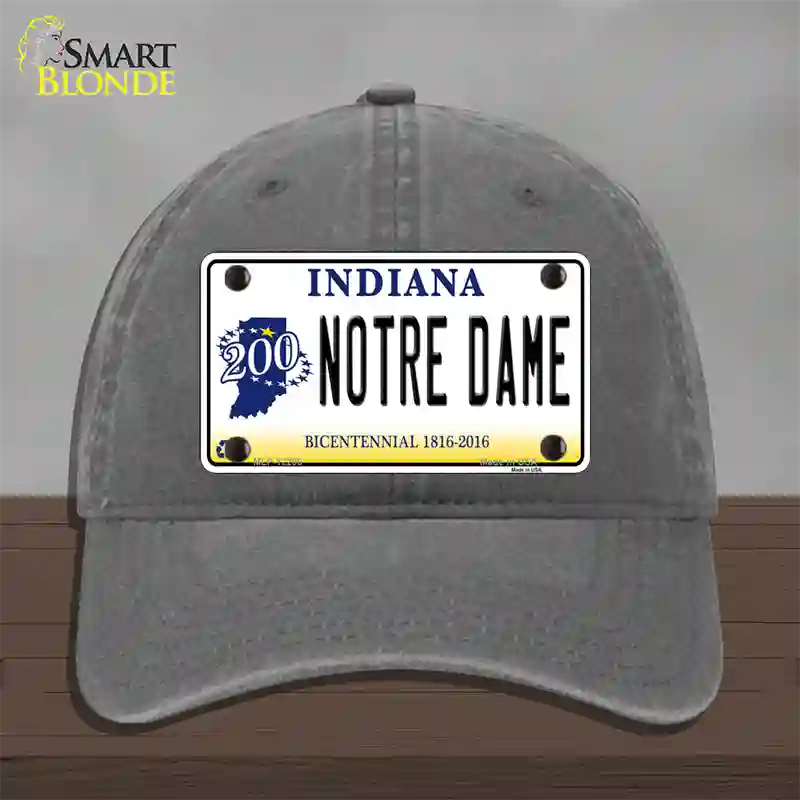 Notre Dame Indiana Novelty License Plate Hat Unconstructed Cotton / Charcoal