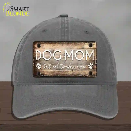 Dog Mom Novelty License Plate Hat Unconstructed Cotton / Charcoal